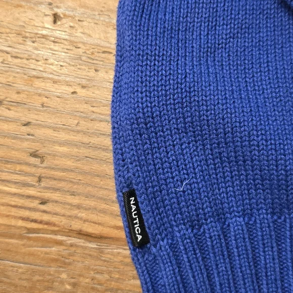 Nautica Blue and Black 1/4 Zip Mens Sweater with Ribbed Cuffs Size Large - Picture 6 of 8